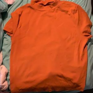 Burnt Orange Mock Neck Short Sleeve Shirt💛
